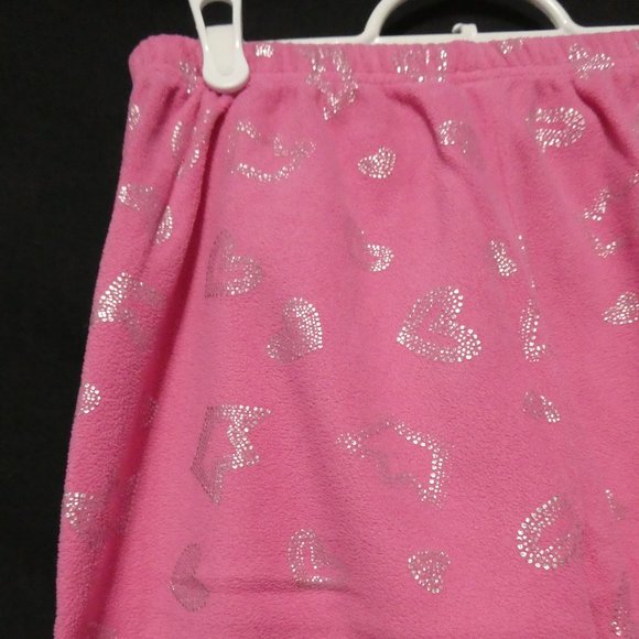 GEORGE, large (14/16) pink fleece pants, silver heart print, GUC - Picture 9 of 15